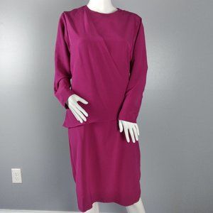 CHARLEE ALLISON Womens Vintage Midi Dress Size 7/8 Purple Wrap Front Long Sleeve